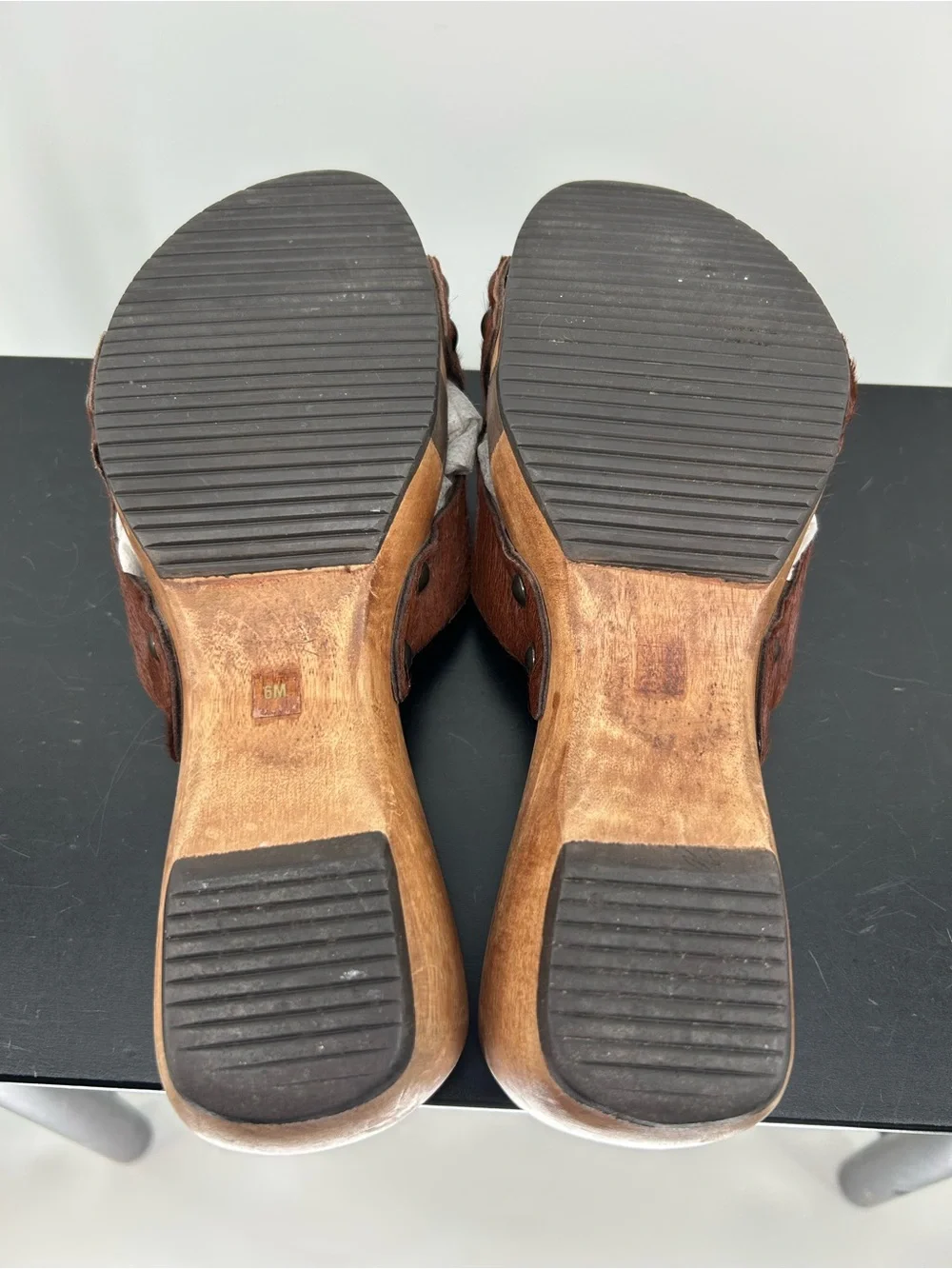 Michael Kors Brown Haircalf Slide Wedge Sandals